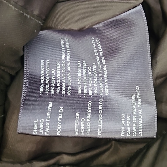 Kenneth Cole Reaction Daek Green Brown Down Feather Faux Fur Long Jacket Parka - Picture 9 of 11